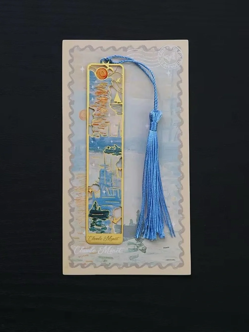 Decorative Floral & Patterned Metal Tassel Bookmark - Blue/Gold/Green